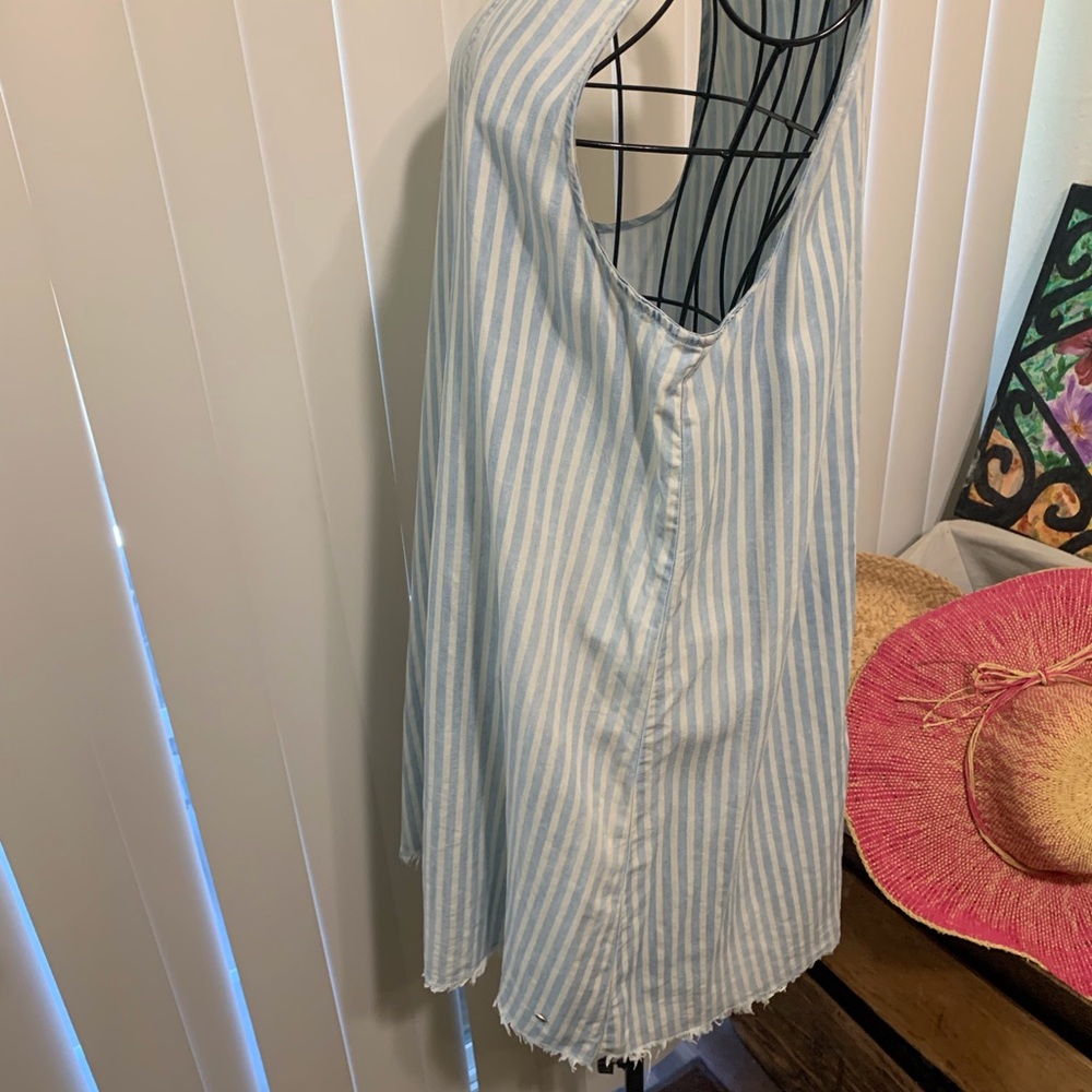 The Southern Shirt Company Light Blue & White Sleeveless Striped Midi Dress - Picture 9 of 12